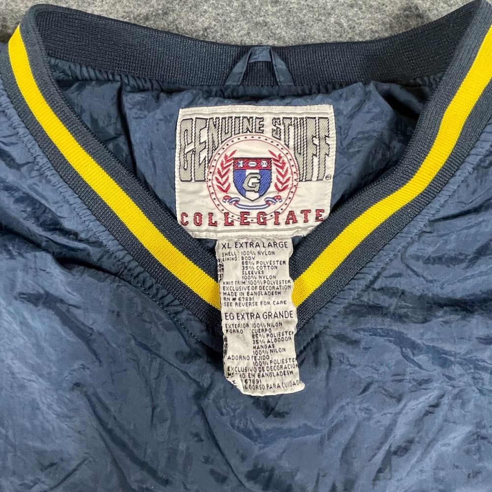 VTG Michigan Wolverines Jacket Mens XL Blue Pullover Windbreaker Football 90s - Picture 2 of 15